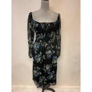 Mi Ami Midi Dress Milkmaid Dark Cottagecore Whimsigoth Fairy Metallic Size S